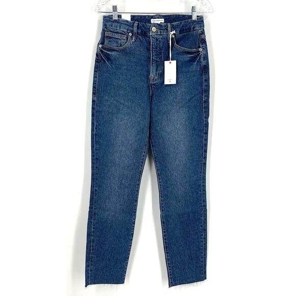 Good American Good Crop Raw Hem Slim Jeans Blue 940 Size 6/28 NWT - Picture 5 of 5